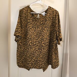 Women's Plus Size Short Sleeve Blouse Animal Pattern